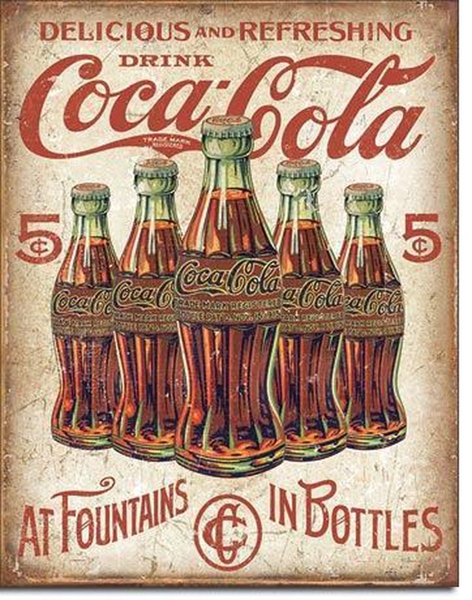 Hedendaags bol.com | Metalen Coca-Cola Wandbord '5 bottles' AL-61