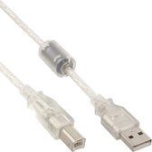 USB naar USB-B kabel - USB2.0 - tot 2A / transparant - 0,30 meter