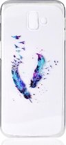 Shop4 - Samsung Galaxy J6 Plus Hoesje - Zachte Back Case Veren en Vogels