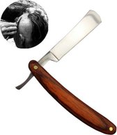 Couteau de barbier classique - Rasoir en bois - Rasoir ouvert - Barbier - Couteau de cou - Acier inoxydable - Couteau pliant rasoir droit - Universel
