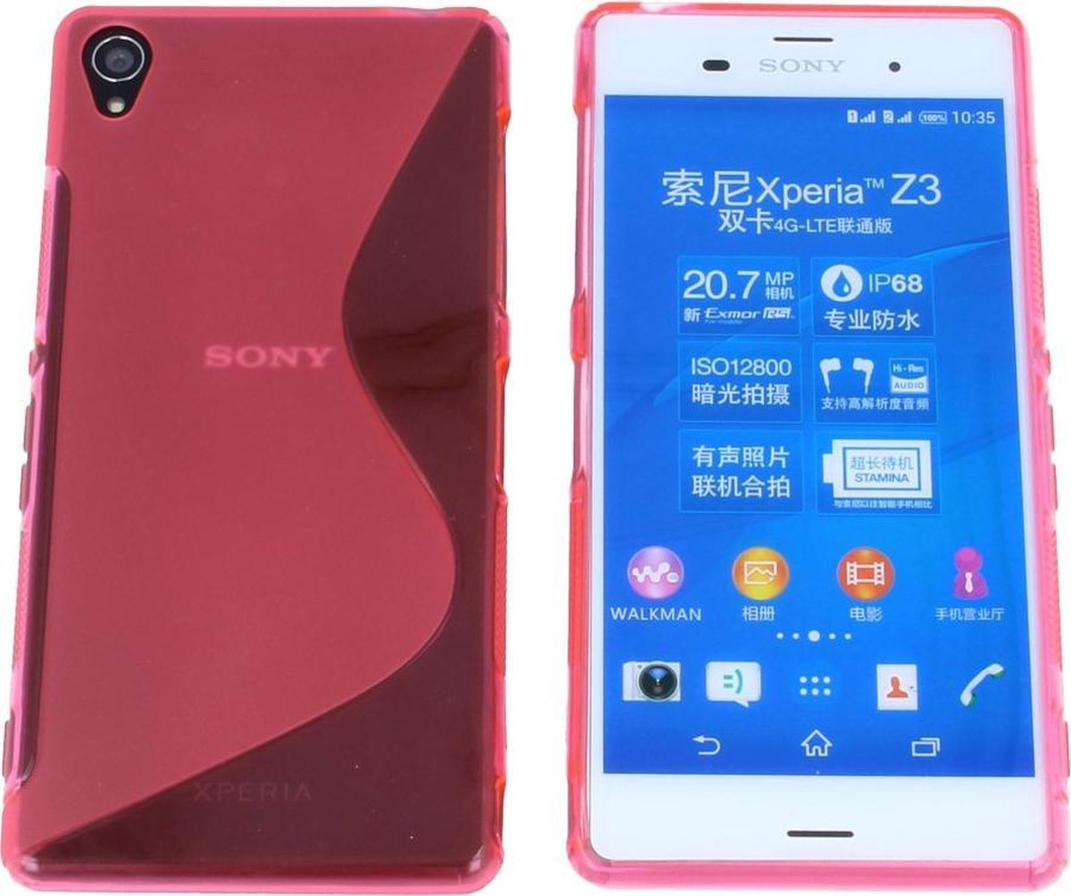 Sony Xperia Z3 S Line Gel Silicone Case Hoesje Transparant Neon Roze Pink