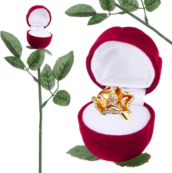 Taozoey Roos ringendoos, ringendoos voor bruiloft, verloving, ringbox, Valentijnsdag, ringdoos, juwelendoos, roterende ring voor trouwdag (rood