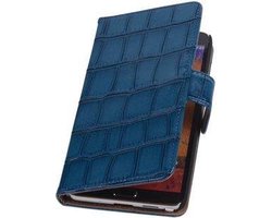 Samsung Galaxy Note 3 Neo - Croco Blauw Booktype Wallet Hoesje