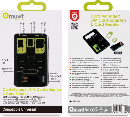 Foto: Muvit simcard adapter 3 in 1 sim micro nanosim remove clip card reader