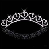 Fonkelende Tiara Kam Heart | Haarsieraad - Haarversiering - Haaraccessoire | Bruid - Bruidsmeid - Bruidsmeisje | Diadeem - Haarband | Feest - Gelegenheid - Bruiloft - Kerst - Gala - Communie 