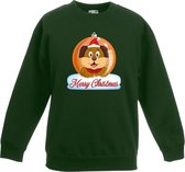 Kersttrui Merry Christmas hond kerstbal groen jongens en meisjes - Kerstruien kind 12-13 jaar (152/164)