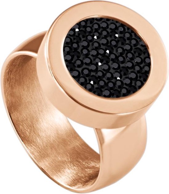 Ring de système de vis en acier inoxydable Quiges de couleur rose brillant 17 mm avec Mini pièce de monnaie interchangeable en zircone Zwart de 12 mm