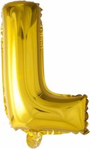 Folie Ballon Letter L Goud 41cm met rietje