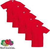 Fruit of the Loom Kinder t-shirts origineel rood maat 164 5 st