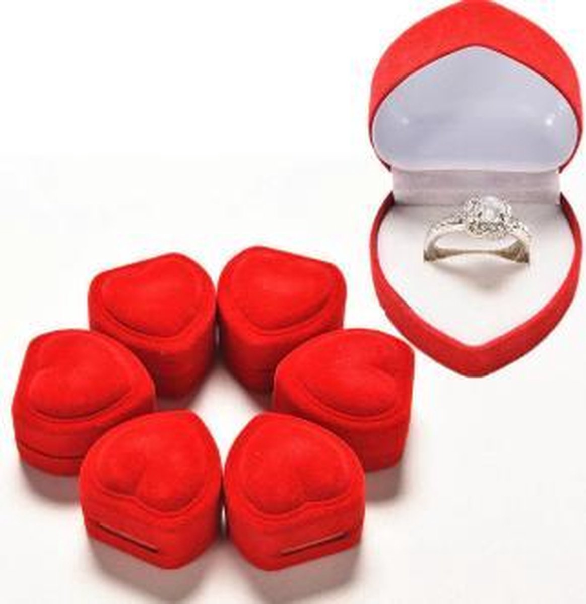 verwijderen Mail Kinderpaleis Ringdoosje rode hart luxe - geschenkdoos ring -Ringdoosje huwelijk luxe  -... | bol.com