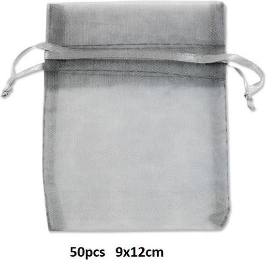 Kleine zakjes voor sieraden - Organza Bags 9x12cm - 50 stuks - Grijs -  Dielay | bol.com