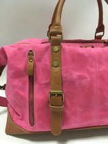 Rose - Roze  - Cowgirl duffle wax-canvas bag '' retro tas''- schoudertas- damestas- canvas tas- trendy tas -rose tas -  roze tas- pink bag - waxed canvas - roze canvas - roze trendy -LIMITED 