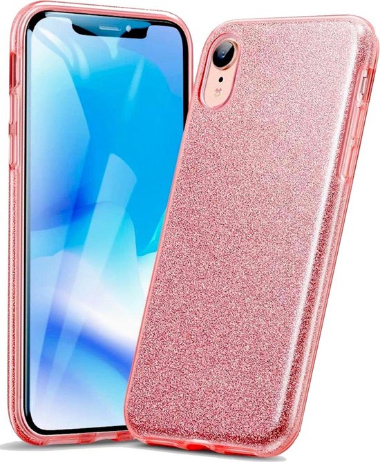 Apple iPhone Xr Hoesje Glitters Siliconen TPU Case Rose Goud - BlingBling  Cover van iCall | bol
