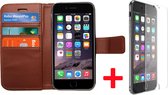 Hoesje voor Apple iPhone 6/6s Book Case Portemonnee + Screenprotector - Cover voor 3 Pasjes Bruin