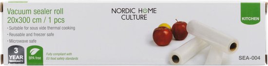 Nordic Home Culture SEA-004, sealer rol 20x300 cm voor SEA-001 vacuüm sealer herbruikbaar - Nordic Home Culture