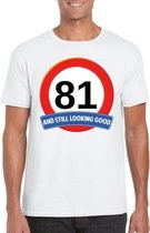 81 jaar and still looking good t-shirt wit - heren - verjaardag shirts L