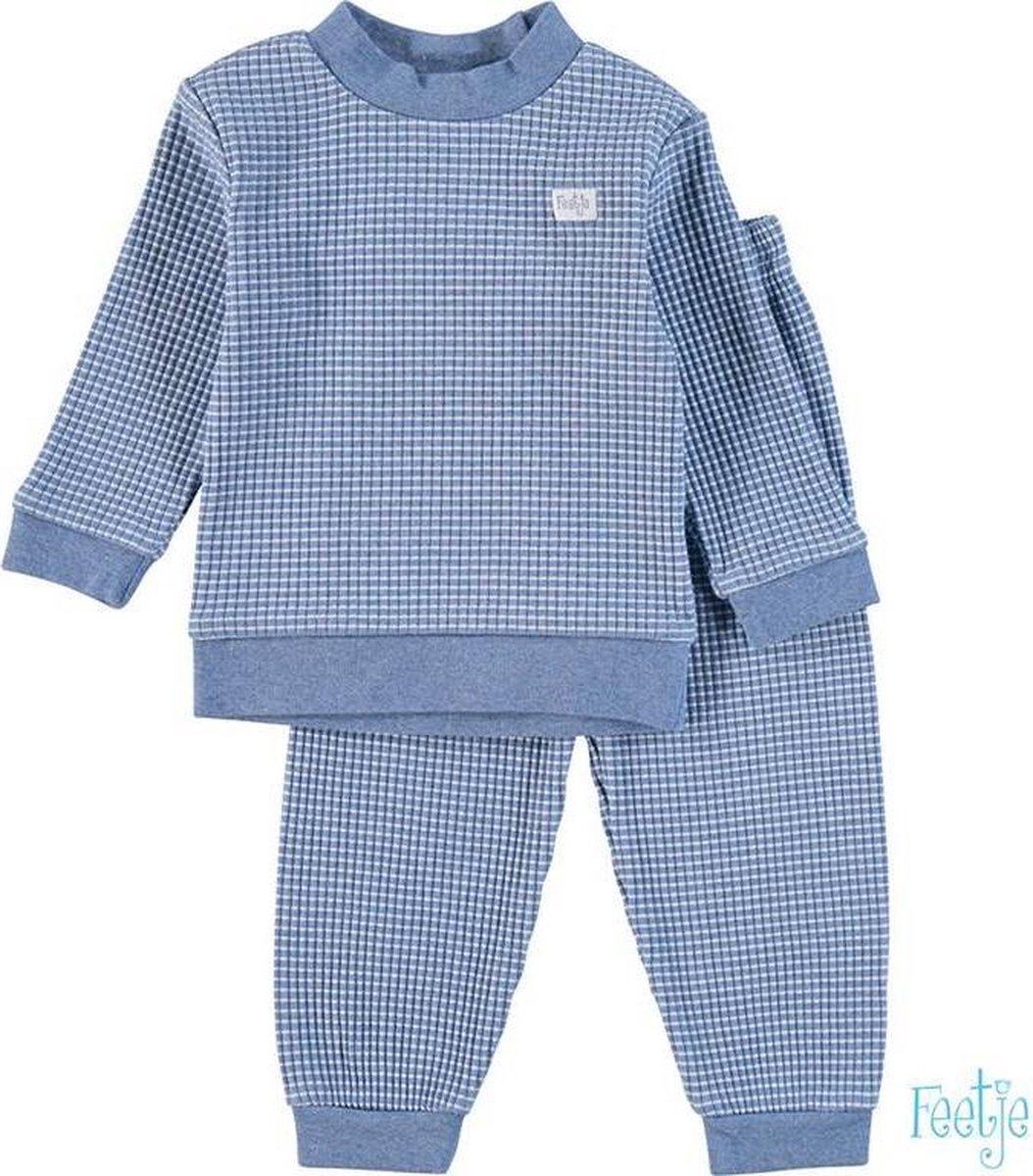 Pyjama lange mouw Feetje wafel blue melange | bol.com