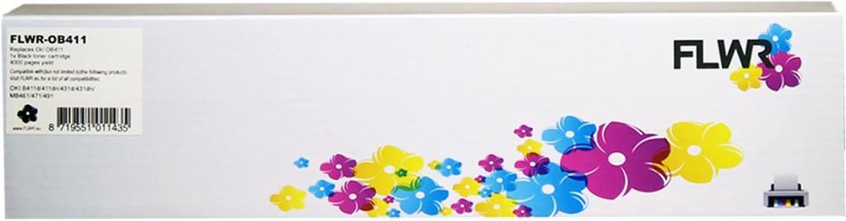 FLWR - Toner / 44574702 / Zwart - Geschikt voor Oki