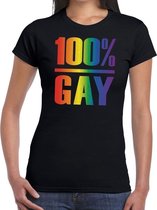 100 procent Gay pride t-shirt zwart voor dames XL