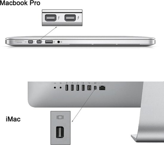 GOLD PLATED Mini Displayport (Thunderbolt) Naar HDMI Kabel / Adapter / Converter Mini Display Port To HDMI (Male) Voor Apple / Mac / Macbook - 1,8 meter - AA Commerce