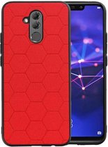 Hexagon Hard Case - Telefoonhoesje - Backcover Hoesje - achterkant hoesje - Geschikt voor Huawei Mate 20 Lite - Rood