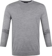 Profuomo - Pullover Merino O-Hals Grijs - XL - Slim-fit