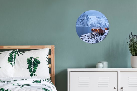 WallCircle - Wall Circle - Wall Circle Inside - Cabanes aux Lofoten - 30x30 cm - Décoration murale - Peintures Ronds