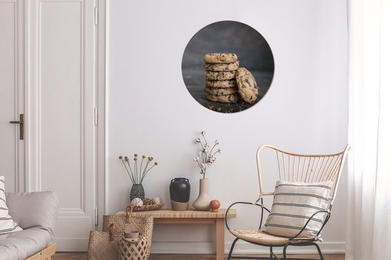 WallCircle - Wall Circle - Wall Circle - Biscuits aux Morceaux de Chocolat - Aluminium - Dibond - 60x60 cm - Intérieur et Extérieur
