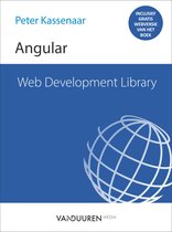 Boek "Angular Web Development Library" van Peter Kassenaar, met een blauwe omslag en een rasterbol.