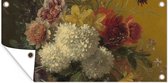 Tuinposter Stilleven met bloemen - Schilderij van G.J.J Van Os - 60x30 cm - Tuindoek - Buitenposter