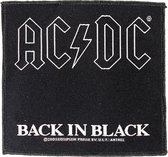 AC/DC Back In Black Logo Standard Woven Patch Embleem Zwart/Wit