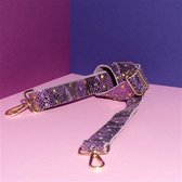 STRAP LEATHER PURPLE SNAKE GOLD STUDS