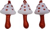 3x stuks houten kersthangers paddenstoelen 6 cm kerstornamenten - Houten ornamenten kerstversiering