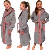 HOMELEVEL Badstof badjas voor kinderen 100% katoen voor meisjes en jongens Donkerrood Maat 152