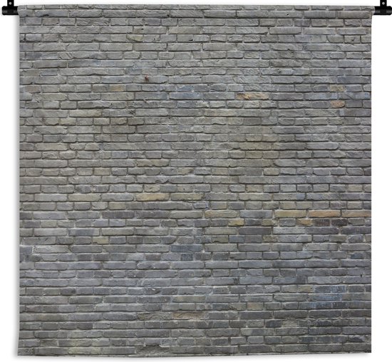 Wandkleed - Wanddoek - Muur - Bakstenen - Grijs - 60x60 cm - Wandtapijt