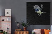 Wandkleed - Wanddoek - Vogels - Veren - Zwart - 150x150 cm - Wandtapijt