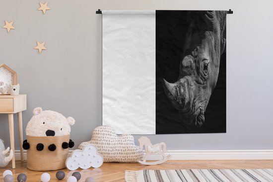 Tapisserie - Toile murale - Rhinocéros - Animal sauvage - Portrait - 120x120 cm - Tapisserie