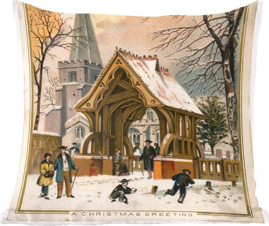 Sierkussens - Kussentjes Woonkamer - 40x40 cm - Kerst - Winter - Retro - Kerstversiering - Kerstdecoratie voor binnen - Woonkamer