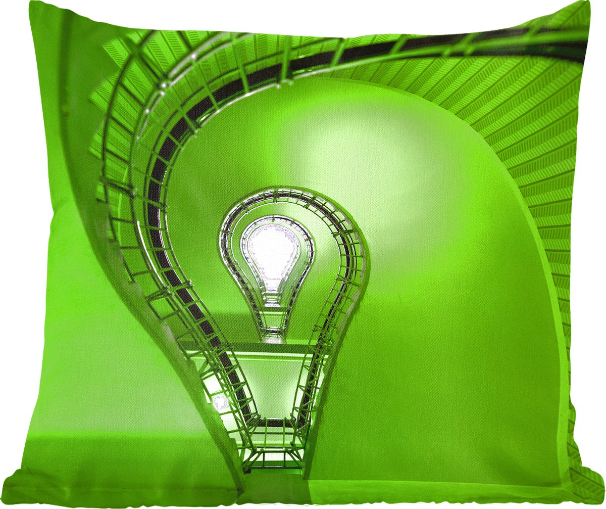 Sierkussens - Kussen - Gloeilamp in spiraalvormige trap - 50x50 cm - Kussen van katoen
