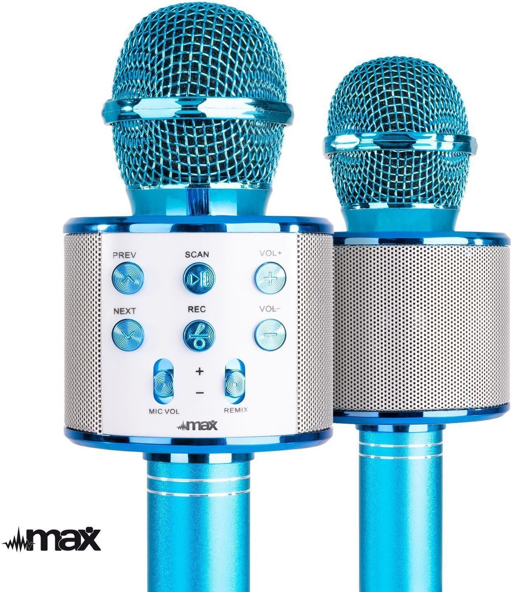 Karaoke microfoon Bluetooth (2x) - MAX KM01 - met o.a. speaker, echo &  stemvervormer -... | bol.com