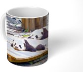 Mok - Koffiemok - Panda's - Vloer - Hout - Mokken - 350 ML - Beker - Koffiemokken - Theemok