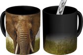 Magische Mok - Foto op Warmte Mokken - Koffiemok - Dreigende olifant - Magic Mok - Beker - 350 ML - Theemok