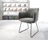 Gestoffeerde-stoel Elda-Flex met armleuning slipframe zwart fluweel grijs