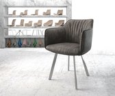 Gestoffeerde-stoel Elda-Flex met armleuning 4-Fuß oval roestvrij staal antraciet vintage