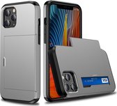 Mobiq - Hybrid Card iPhone 13 Pro Hoesje met Pashouder - grijs