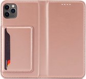 iPhone 12 Mini Wallet Hoesje met Magneetsluiting - Telefoonhoesje met vakjes voor pasjes - Ingebouwde Standaard - Mobiq Magnetic Fashion Wallet Case iPhone 12 Mini Rosé gold