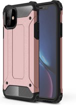 Mobiq Rugged Armor Case iPhone 11 | Stevige back cover | TPU en Polycarbonaat | Stoer ontwerp | Schokbestendig hoesje Apple iPhone 11 (6.1 inch) - Roze | Roze
