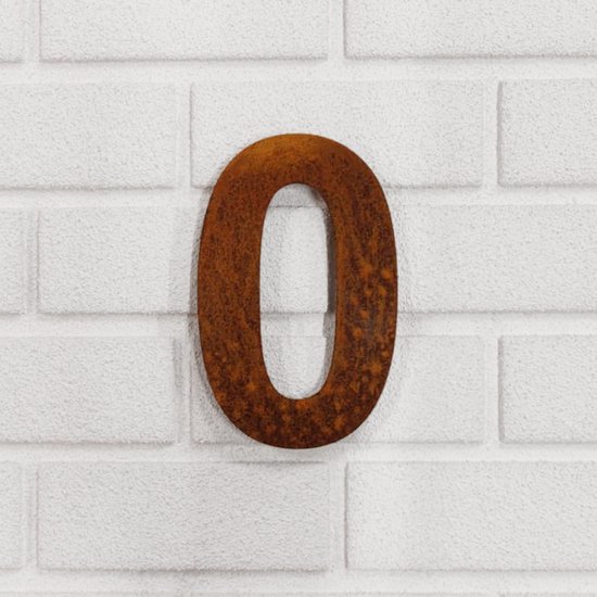 Numéro De Maison En Acier Corten - Chiffre 0 - 20cm De Haut
