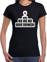 Niks ho ho ho wijn doordrinken fout Kerst wijn t-shirt - zwart - dames - Kerst t-shirt / Kerst outfit S