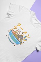 Cats Ramen Noodles T-Shirt | Japanese Kawaii Food | Neko | Anime Merchandise | Unisex Maat XL Wit